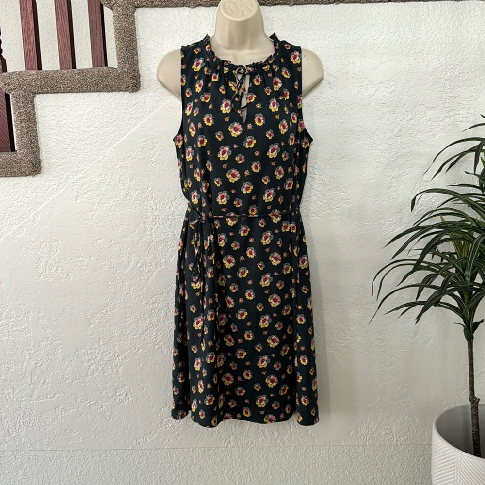 LOFT Women’s Floral Mini Dress With Removable Belt Size M EUC